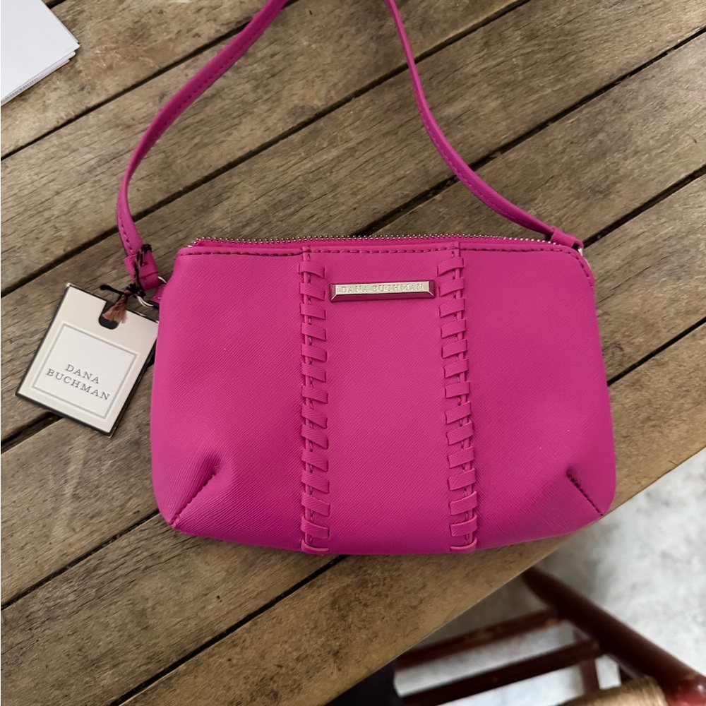 Dana Buchman Hot Pink Mini Wristlet with Whipstitch Detail